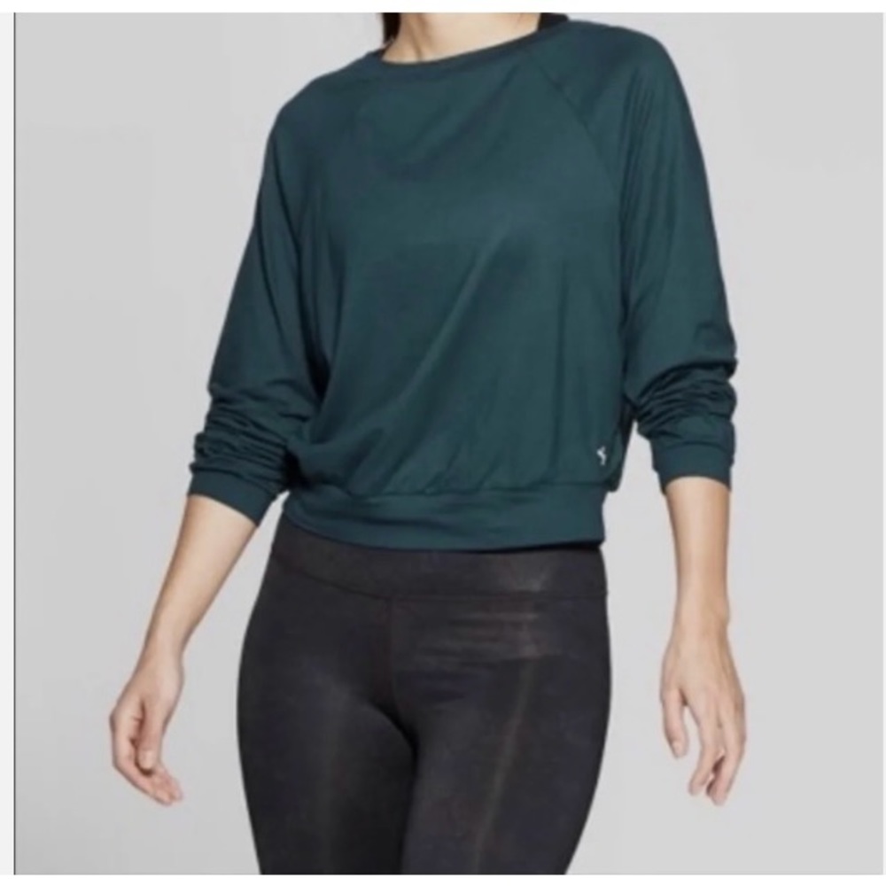Joy Lab Sweatshirt Green Crewneck Mesh Back